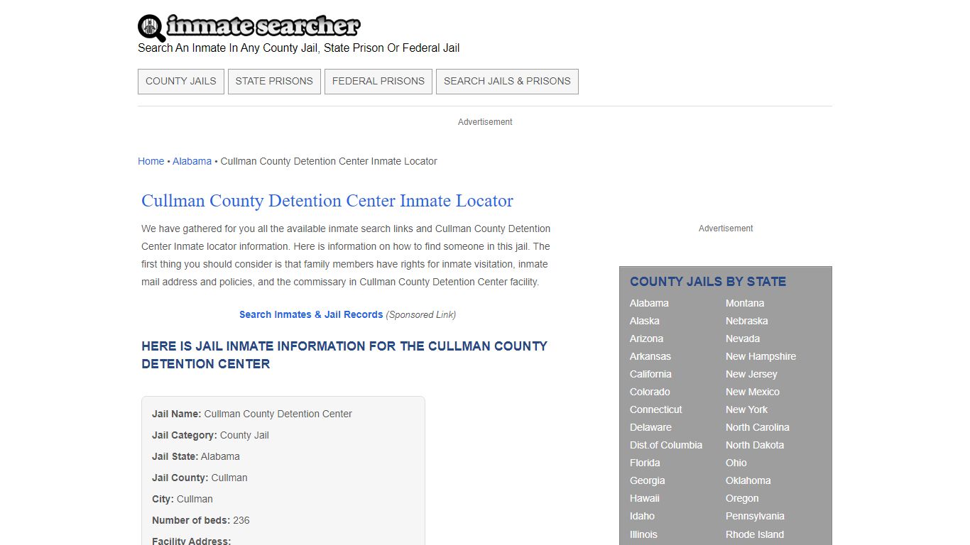 Cullman County Detention Center Inmate Locator - Inmate Searcher